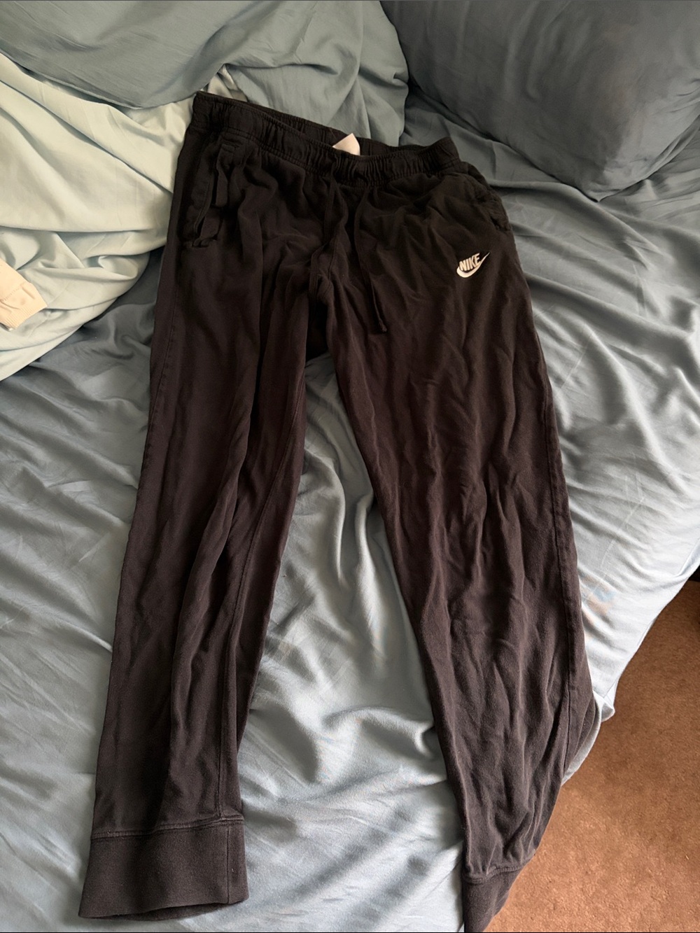 Nike Black Jogger Sweatpants with White Swoosh
